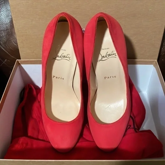 Christian Louboutin Simple pump no platform, 38.5 tender Coral Veau Velour suede - Picture 4 of 10